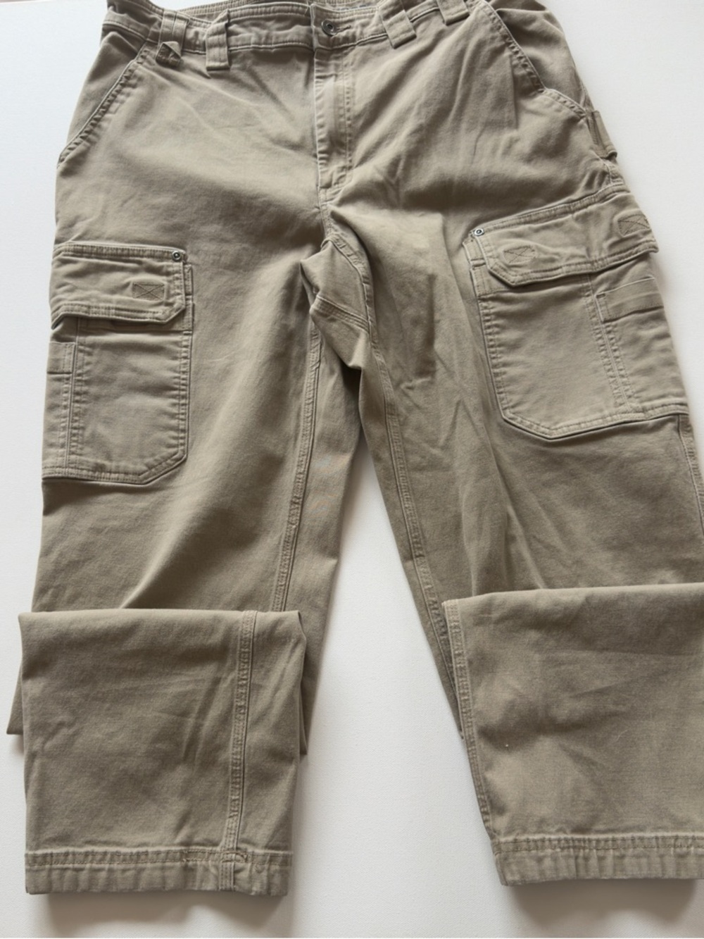 EUC Duluth Trading Cargo Fire Hose Pants Mens 36x34 Khaki Heavy Canvas (KB5) - Picture 2 of 8